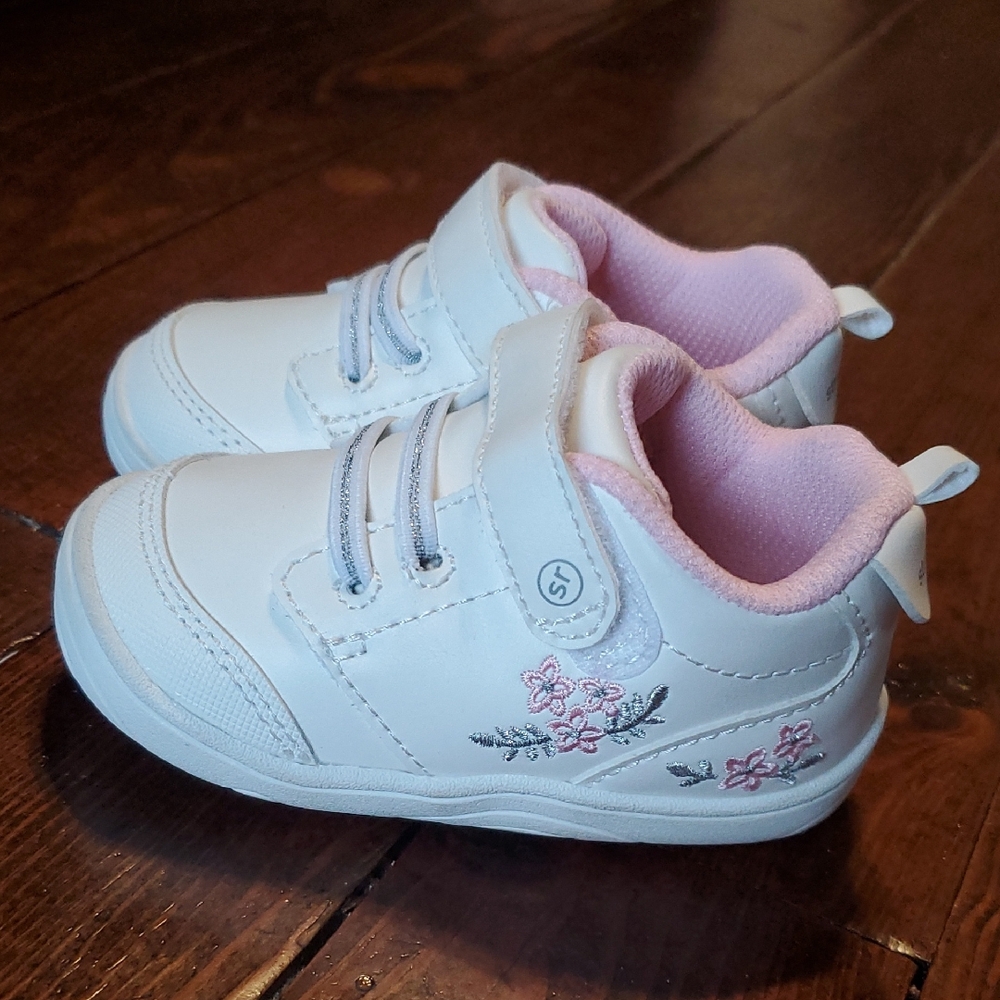 Stride Rite White and Pink Floral Baby Shoes